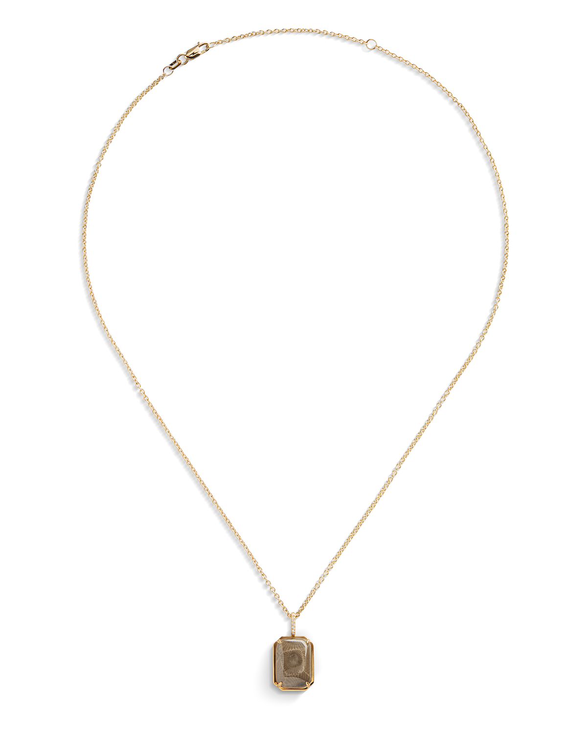 Petoskey Pendant Necklace with Pavé Diamond Bail