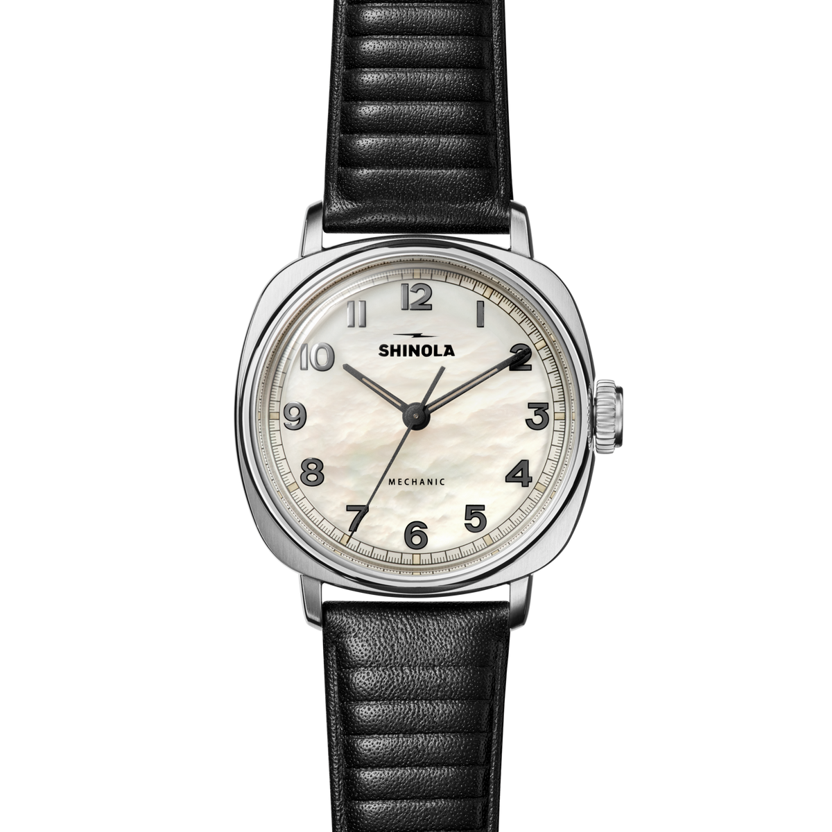 Mechanic Watch - Mother of Pearl/Black Leather Strap