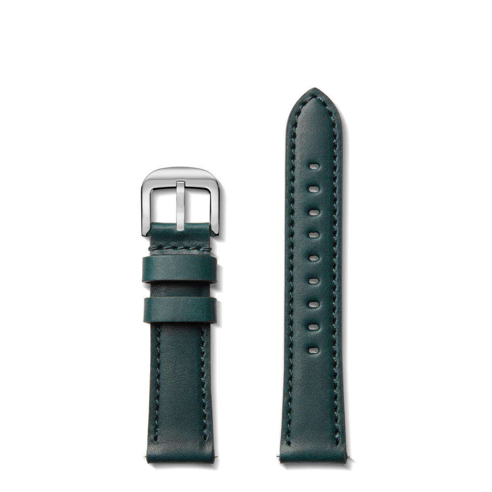 20mm Leather Watch Strap - Forest Green