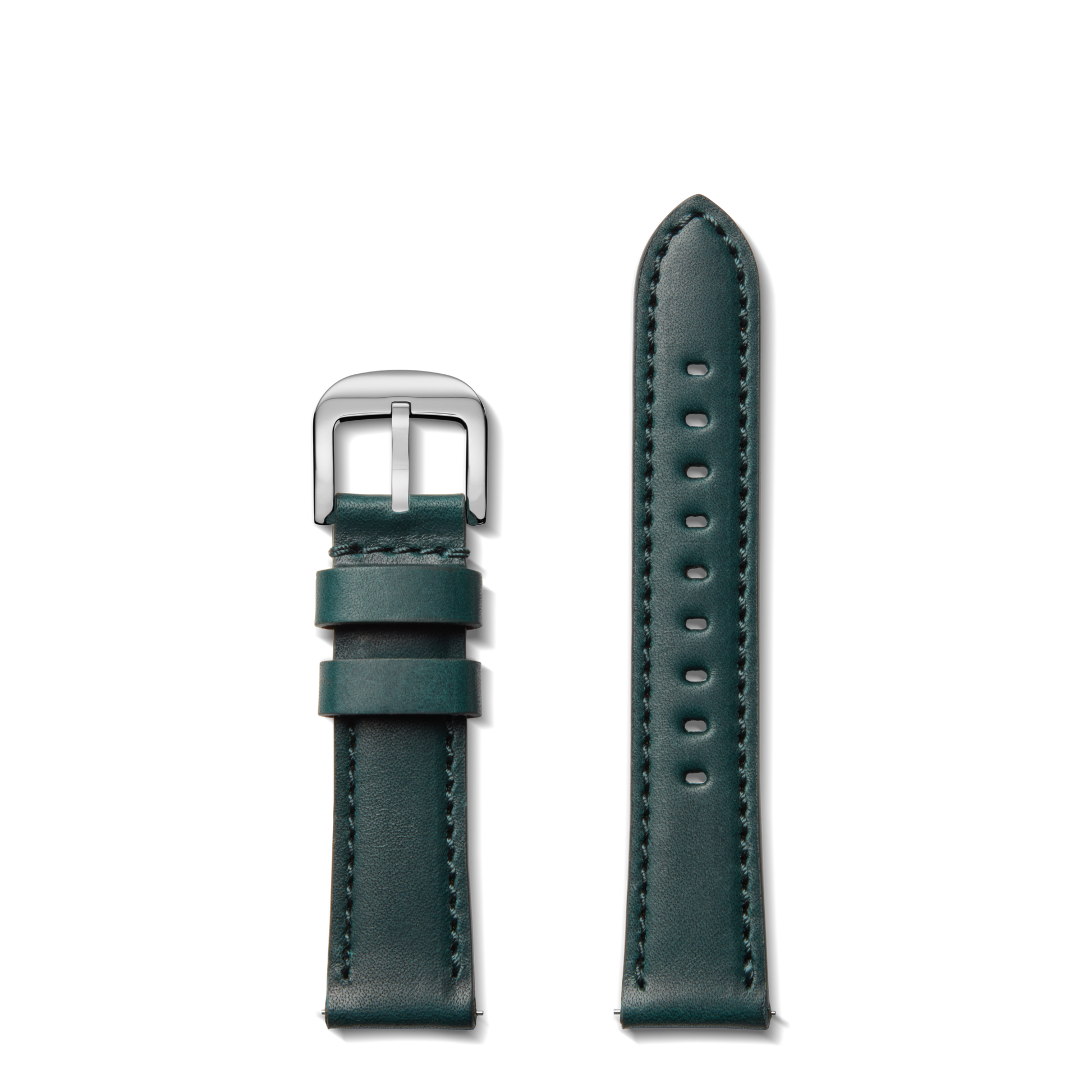 20mm Green Leather Watch Strap - Green