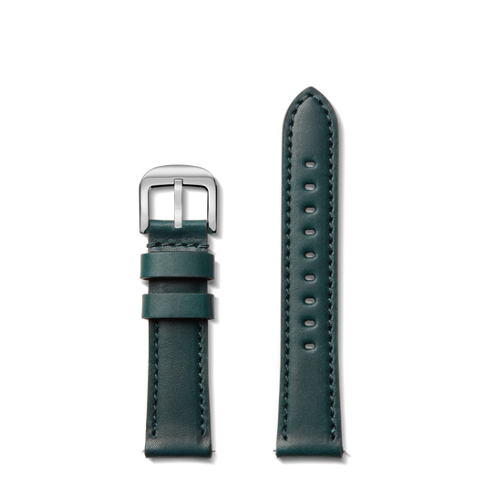 20mm Green Leather Watch Strap - Green