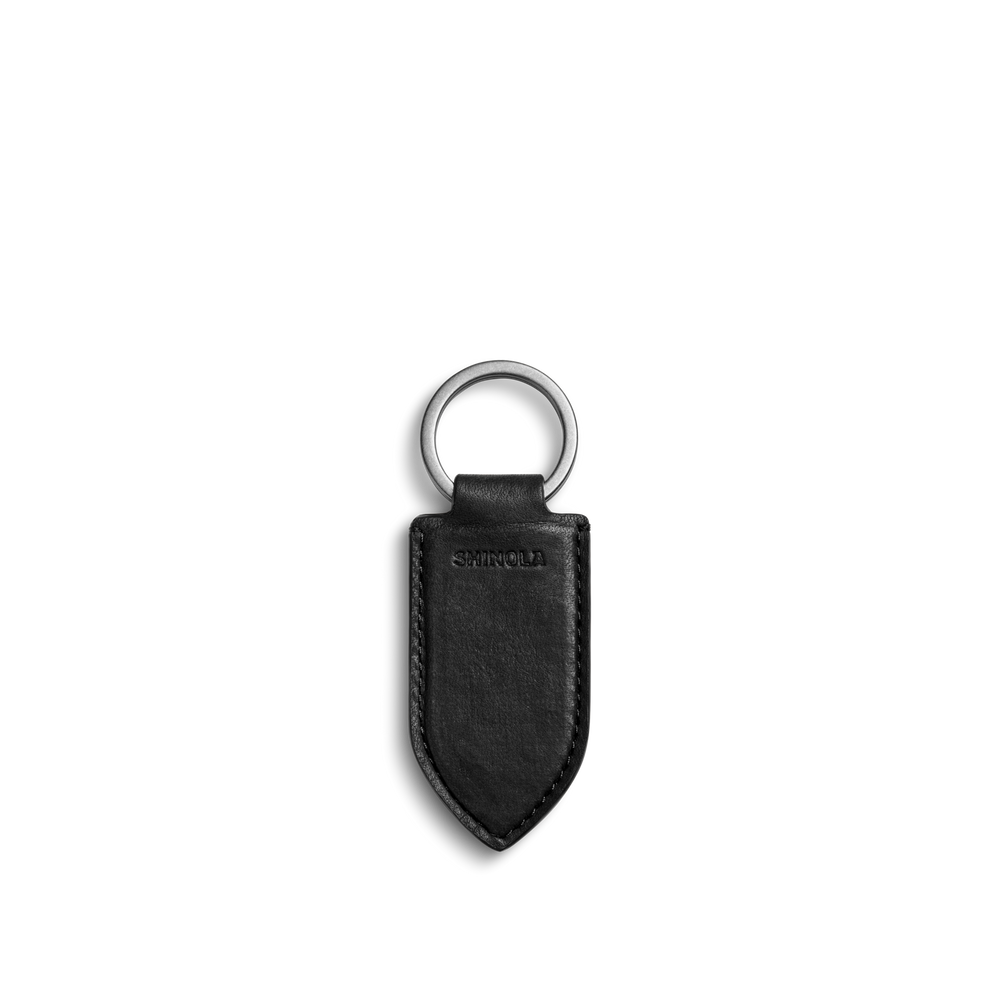 Leather Monogram Key Fob - Black