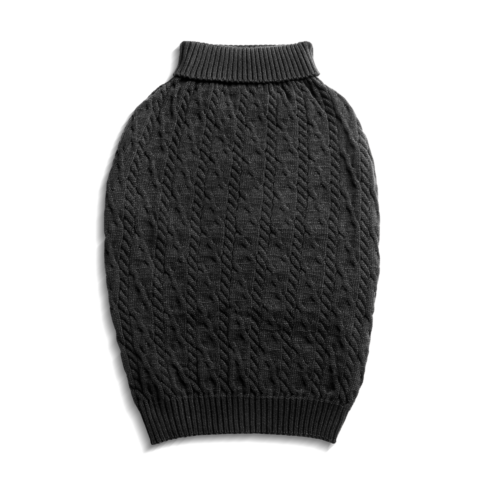 Cable Knit Dog Sweater - Black