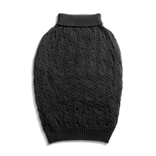 Cable Knit Dog Sweater - Black