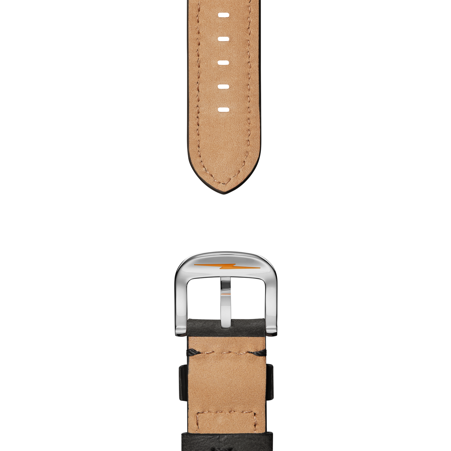 20mm Black Leather Watch Strap - Black