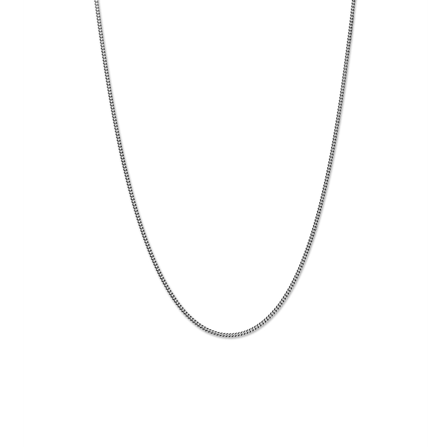 Simple Curb Chain Necklace - Sterling Silver