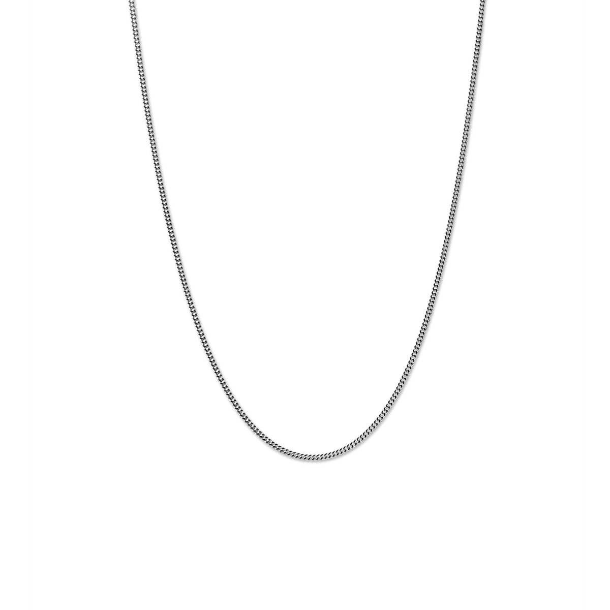 Simple Curb Chain Necklace - Sterling Silver