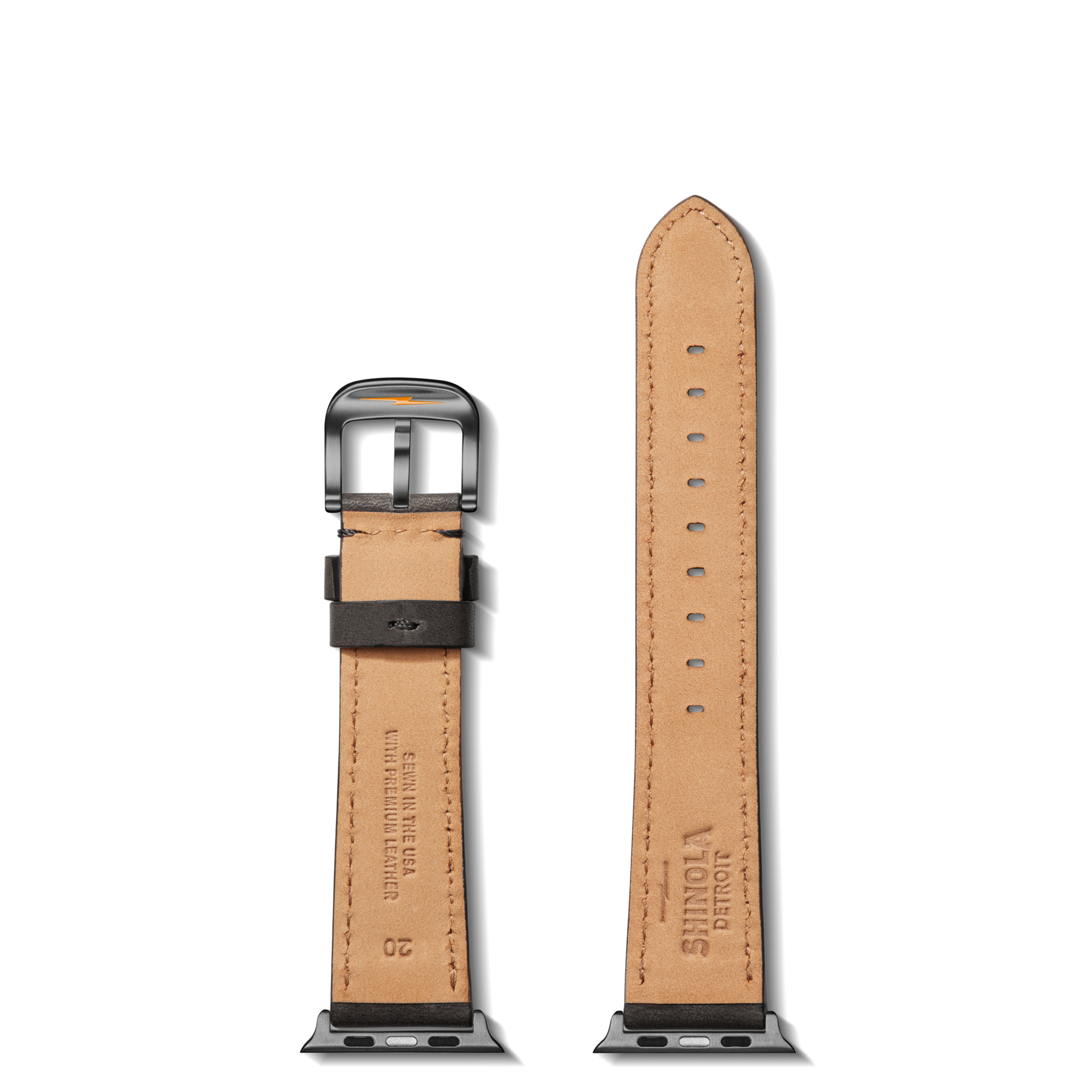 20mm Black Leather Apple Watch Strap - Black