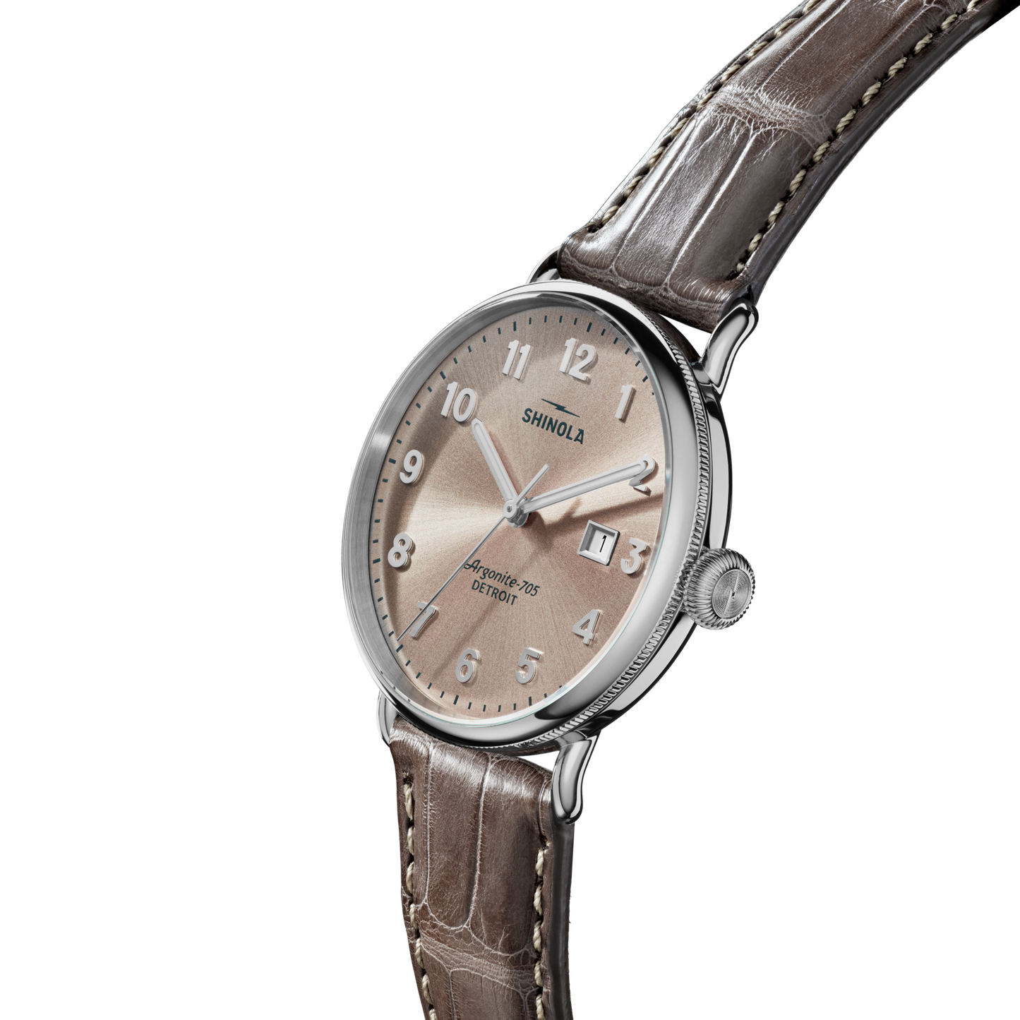 Canfield Watch 38mm - Gray Brown Alligator Strap