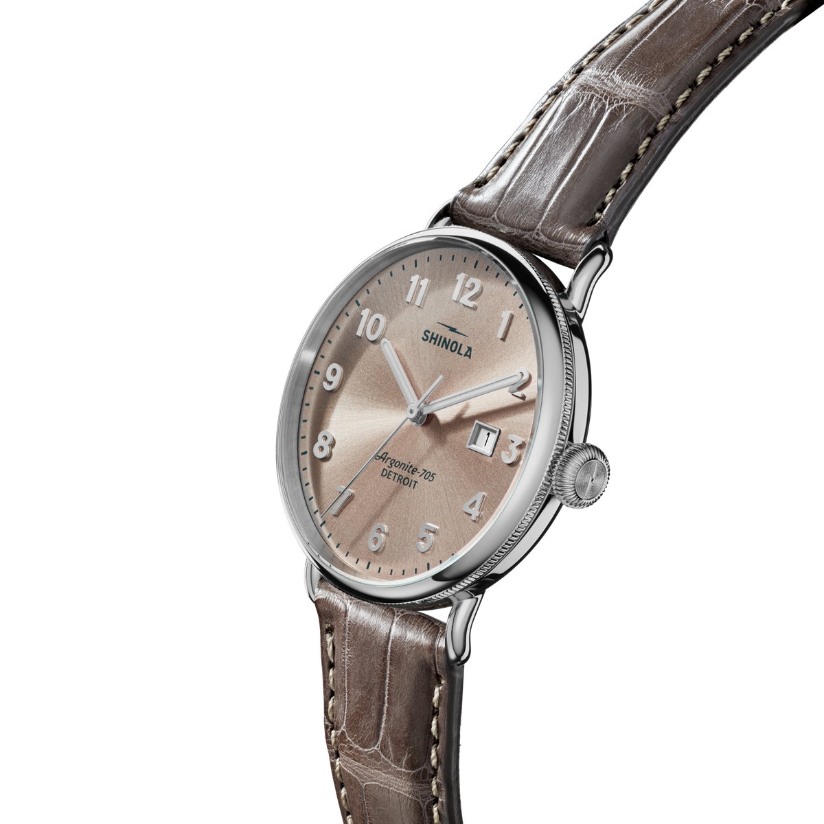 Canfield Watch - Gray Brown Alligator Strap