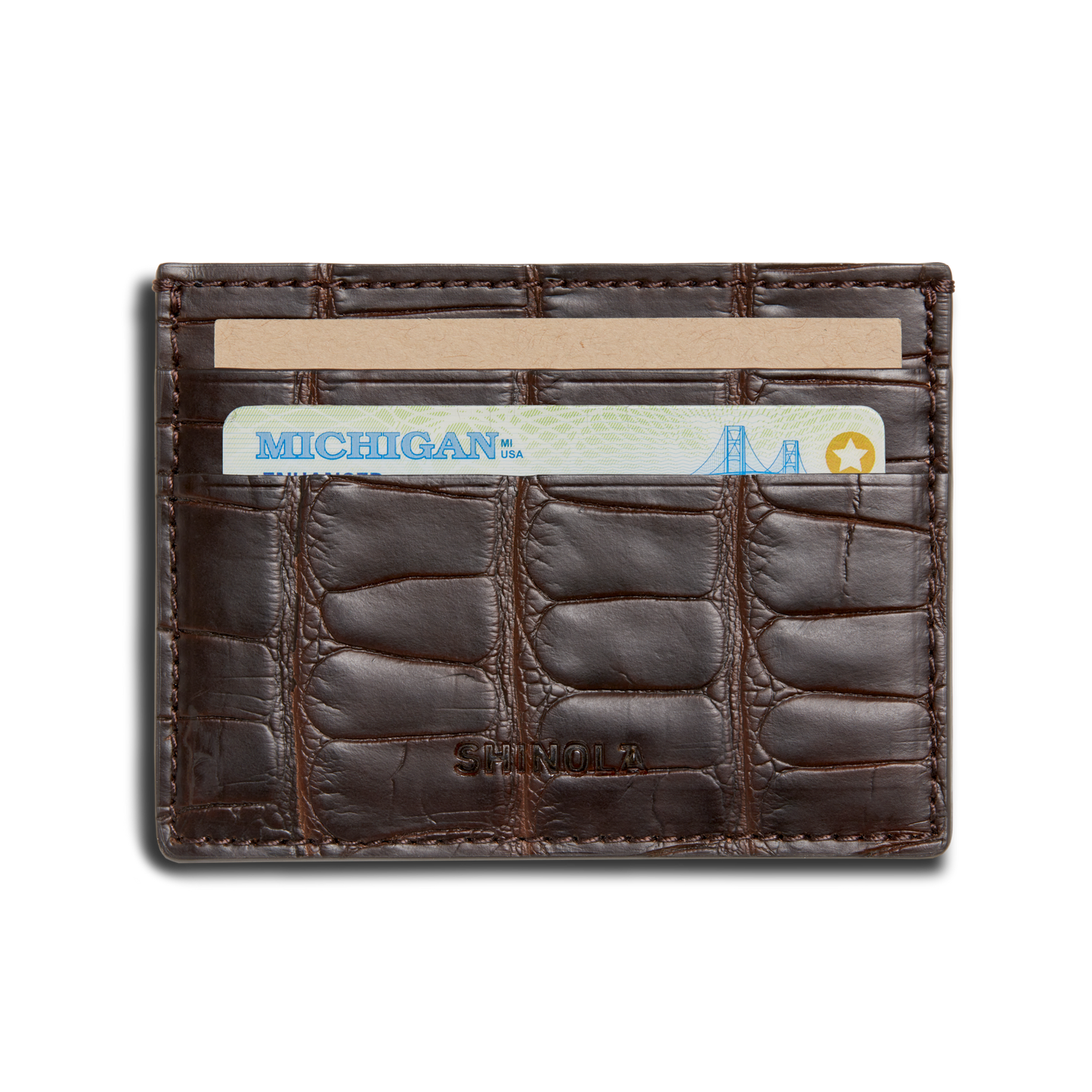 5 Pocket Card Case - Dark Brown Alligator