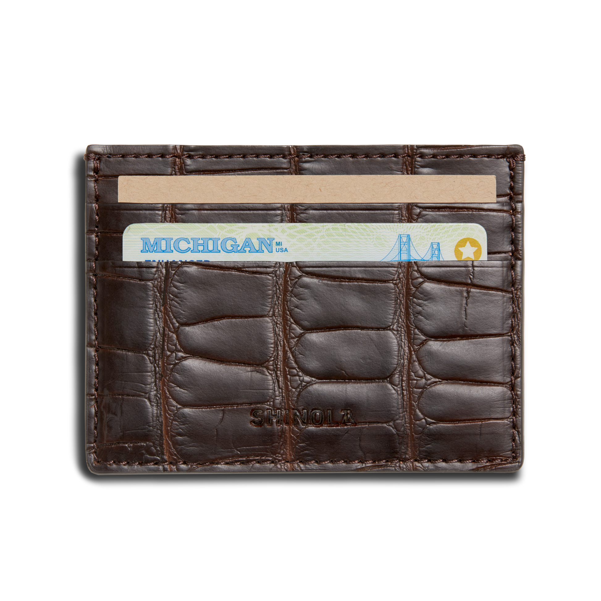 5 Pocket Card Case - Dark Brown Alligator