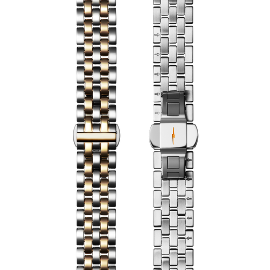 Bracelet: 18/16, Universal 5Link, Butterfly B, PoSS - Polished Stainless Steel / Polished PVD Gold