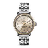 Runwell Coin Edge Watch - Silver Bracelet Gold