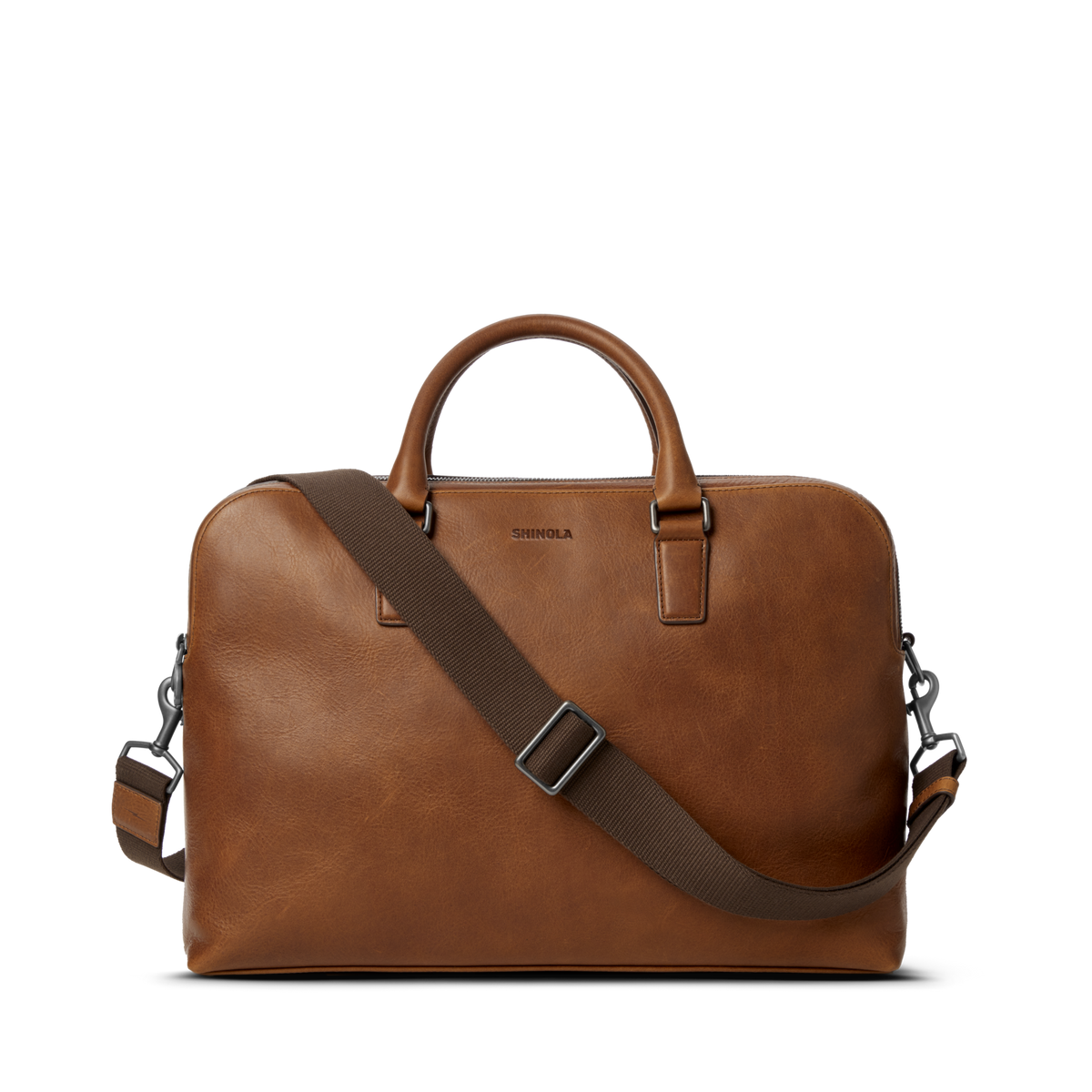 Double Zip Briefcase - Medium Brown