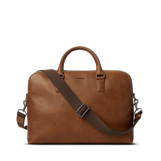 Double Zip Briefcase - Medium Brown