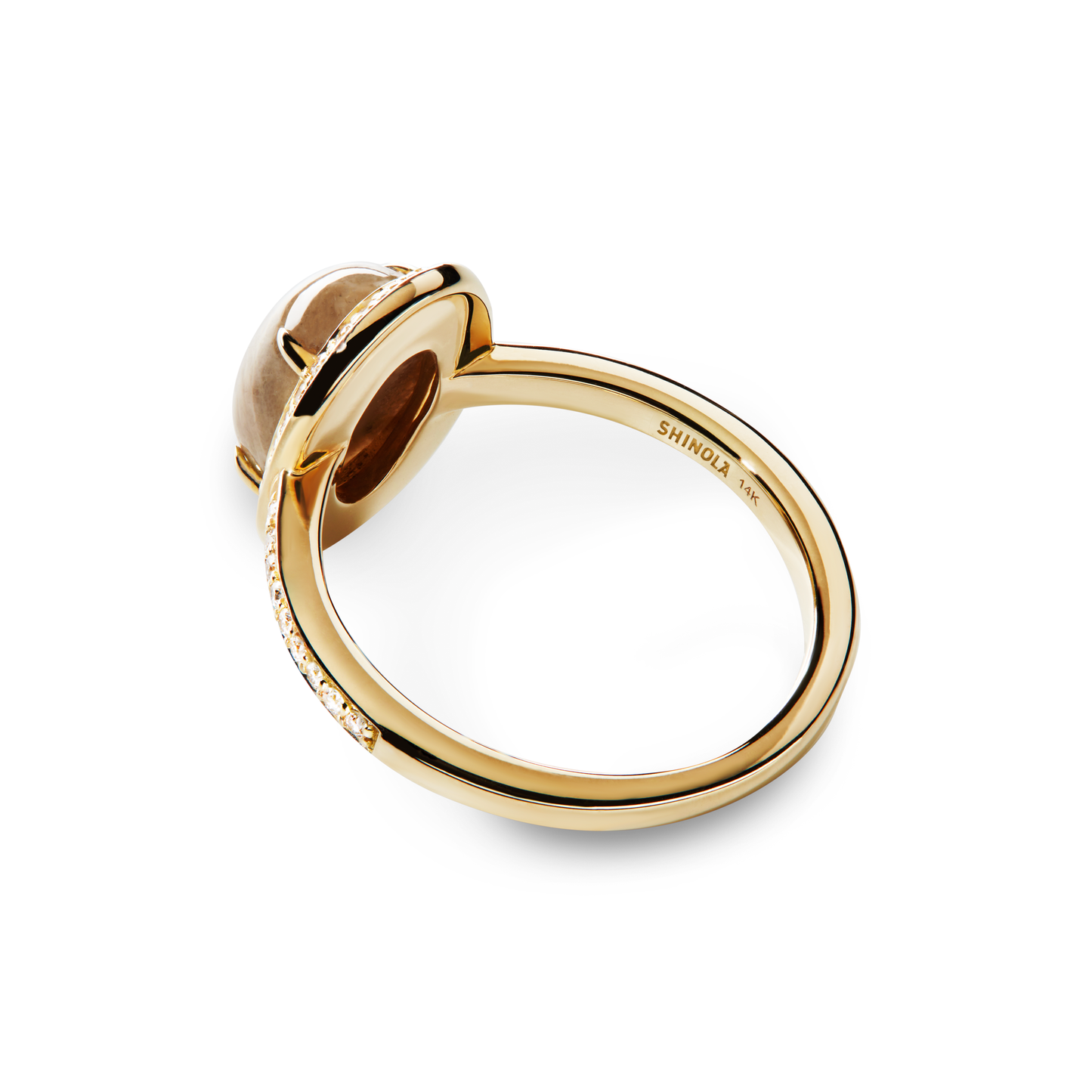 Petite Diamond Pave Petoskey Oval Ring - Yellow Gold