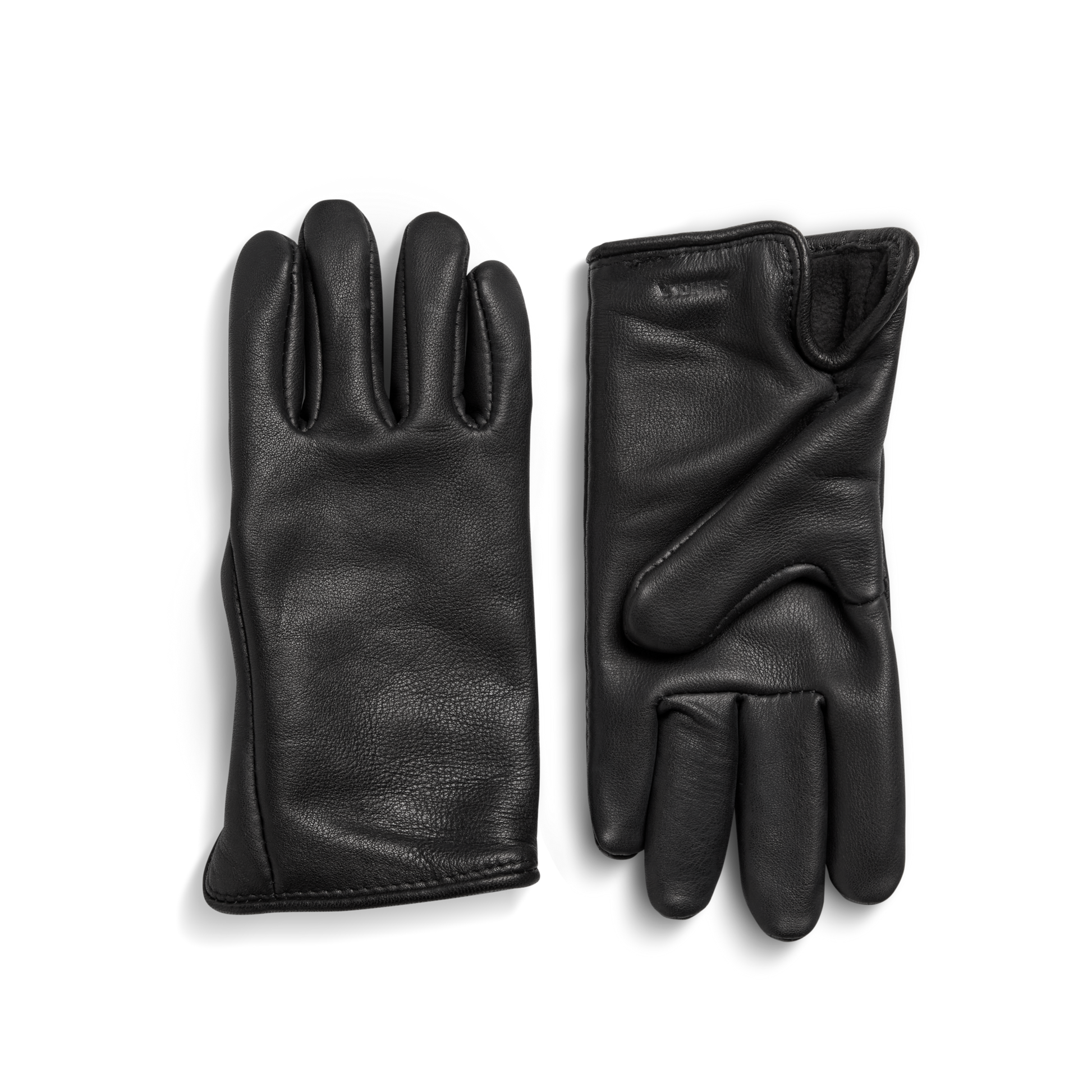 Lined Leather Gloves - Black