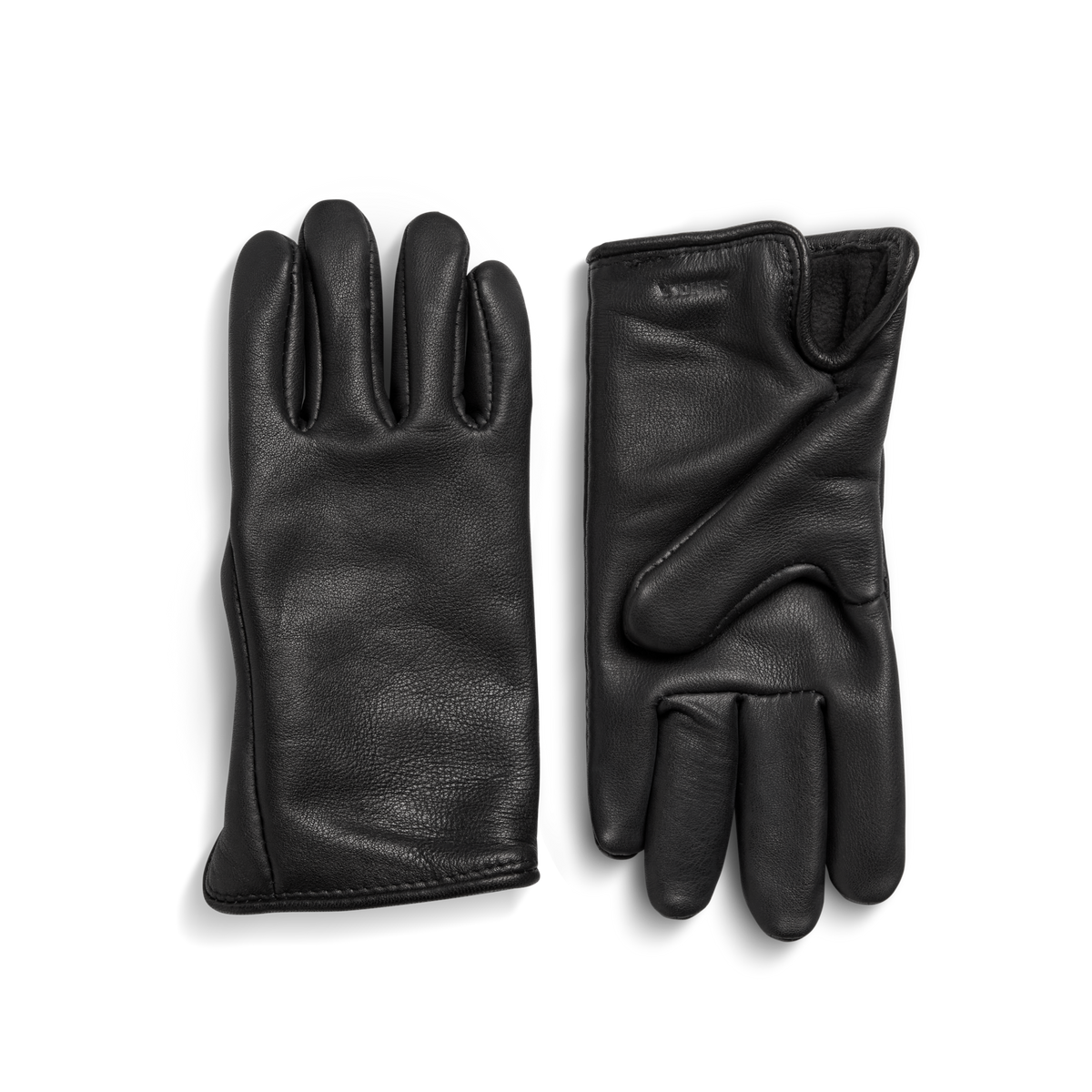Lined Leather Gloves - Black