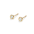 1/4 Carat Round Diamond Bezel Stud Earrings - Yellow Gold