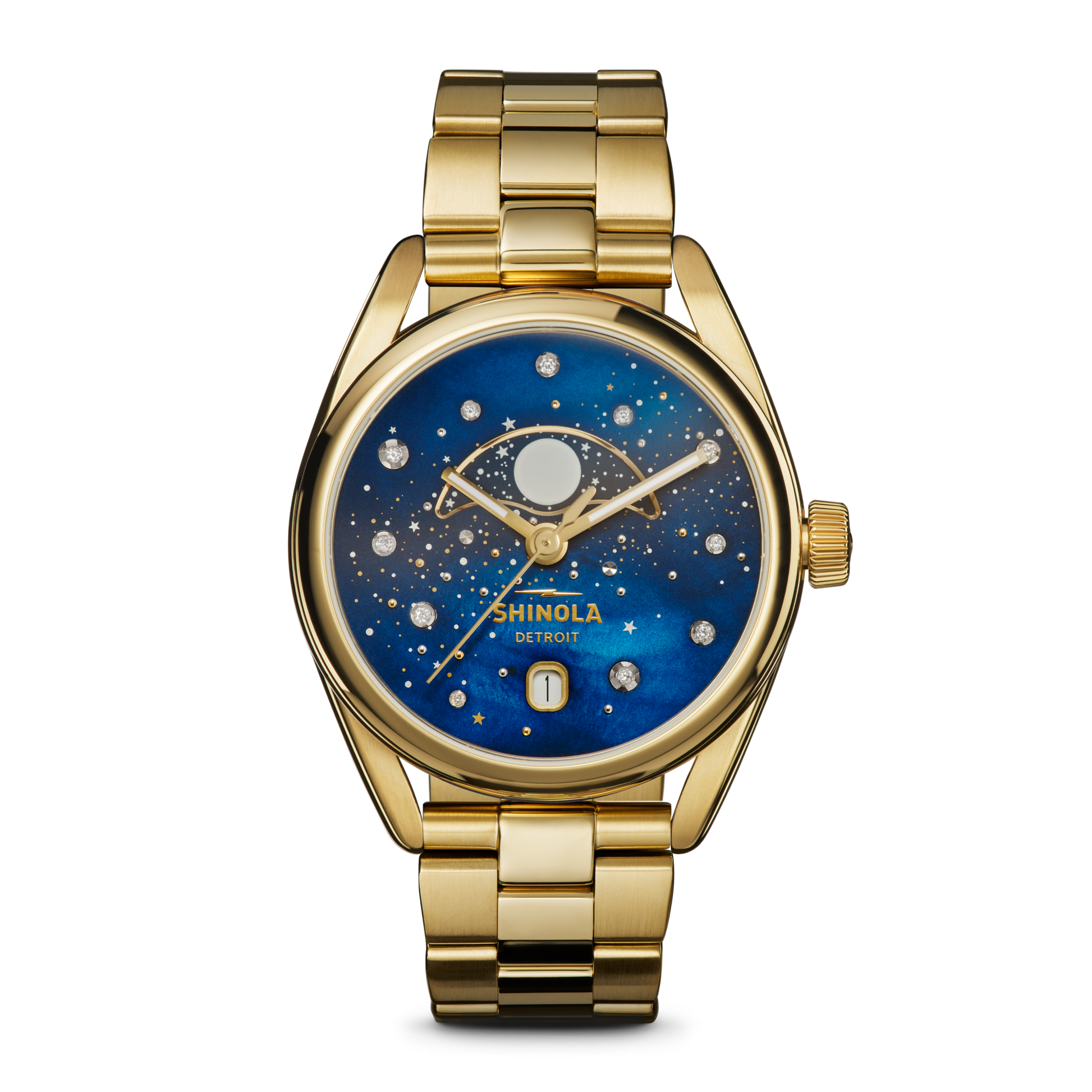 Celestial Derby Watch Blue Mother of Pearl Diamonds
