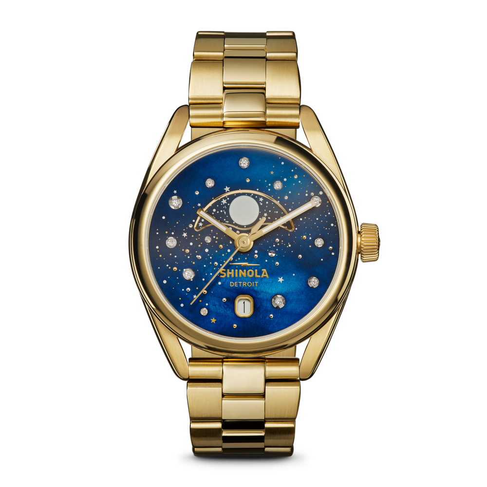 Celestial Derby Watch - Blue Mother of Pearl Diamonds