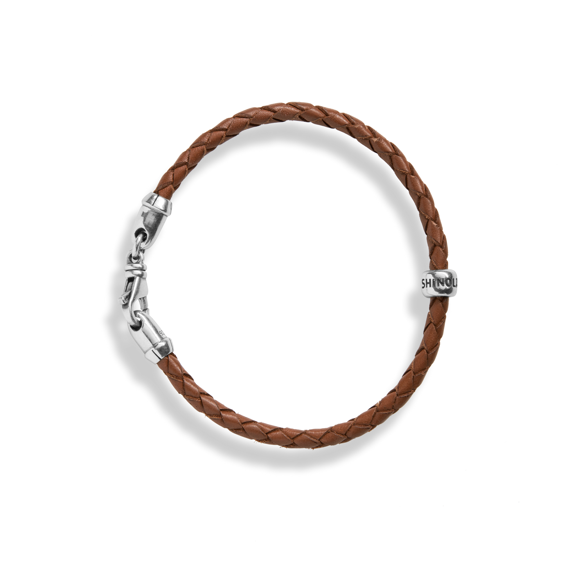 Single Wrap Woven Leather Bracelet - Tan