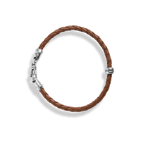Single Wrap Woven Leather Bracelet - Tan