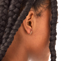 Diamond Bike Lock Huggie Earrings - Yellow Gold