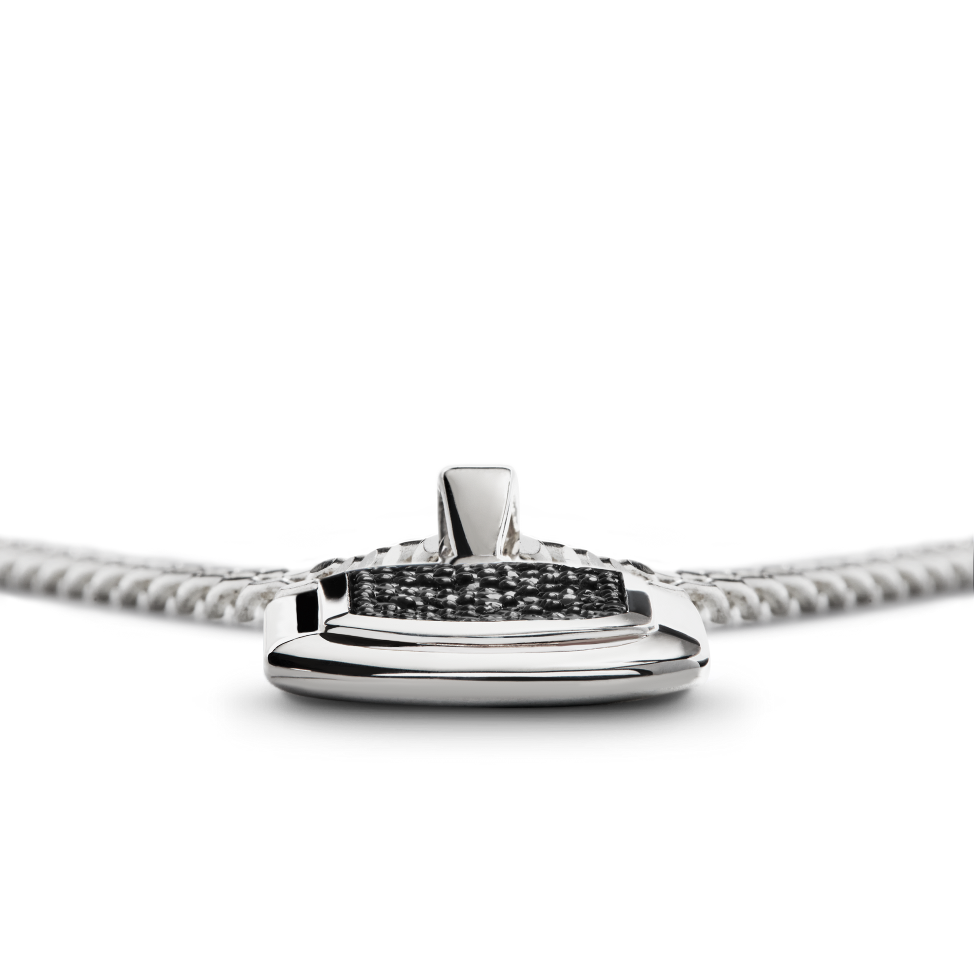 Black Diamond Pave Tag Necklace 22"- 24"