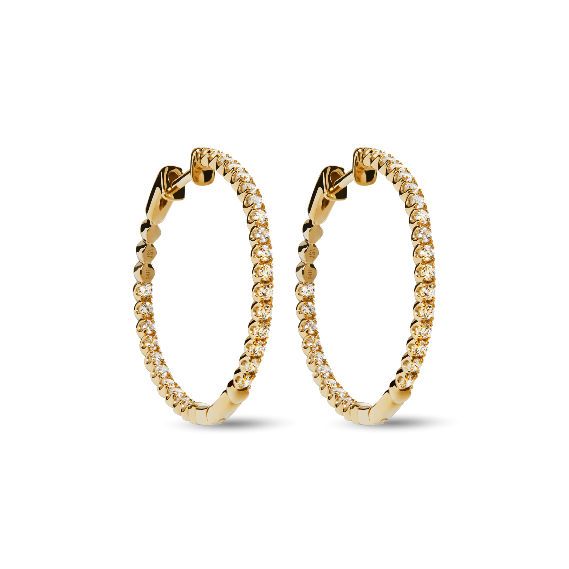1 Carat Diamond Hoop Earrings - Yellow Gold