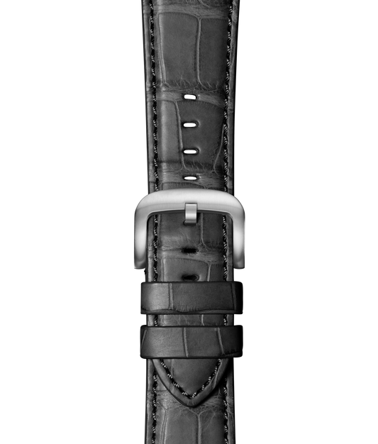 24mm Black Alligator Leather Apple Watch Strap - Black