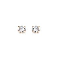 1 Carat Round Diamond Studs - Yellow Gold