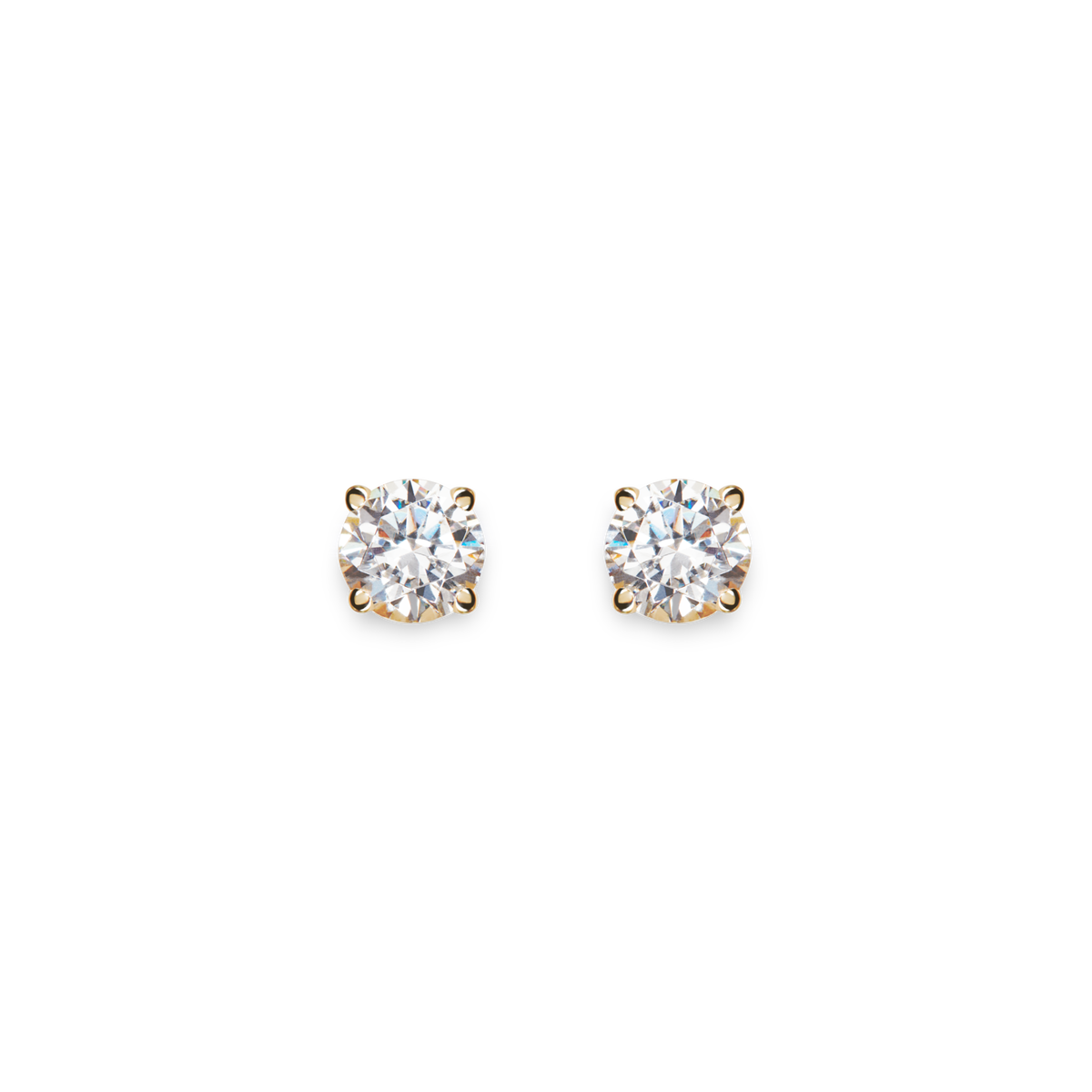1 Carat Round Diamond Studs - Yellow Gold