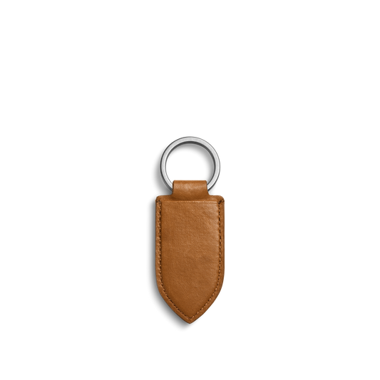 Leather Monogram Key Fob - Tan