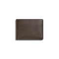 The Shinola Canfield ID Bifold Wallet in Espresso is shown closed, featuring dark brown pebbled leather with a smooth, slightly textured surface against a plain white background.