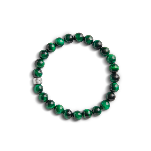 8mm Beaded Tiger's Eye Bracelet - Green Tigers Eye