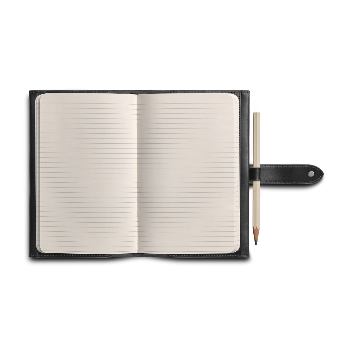 Medium Snap Journal Cover - Black Vachetta