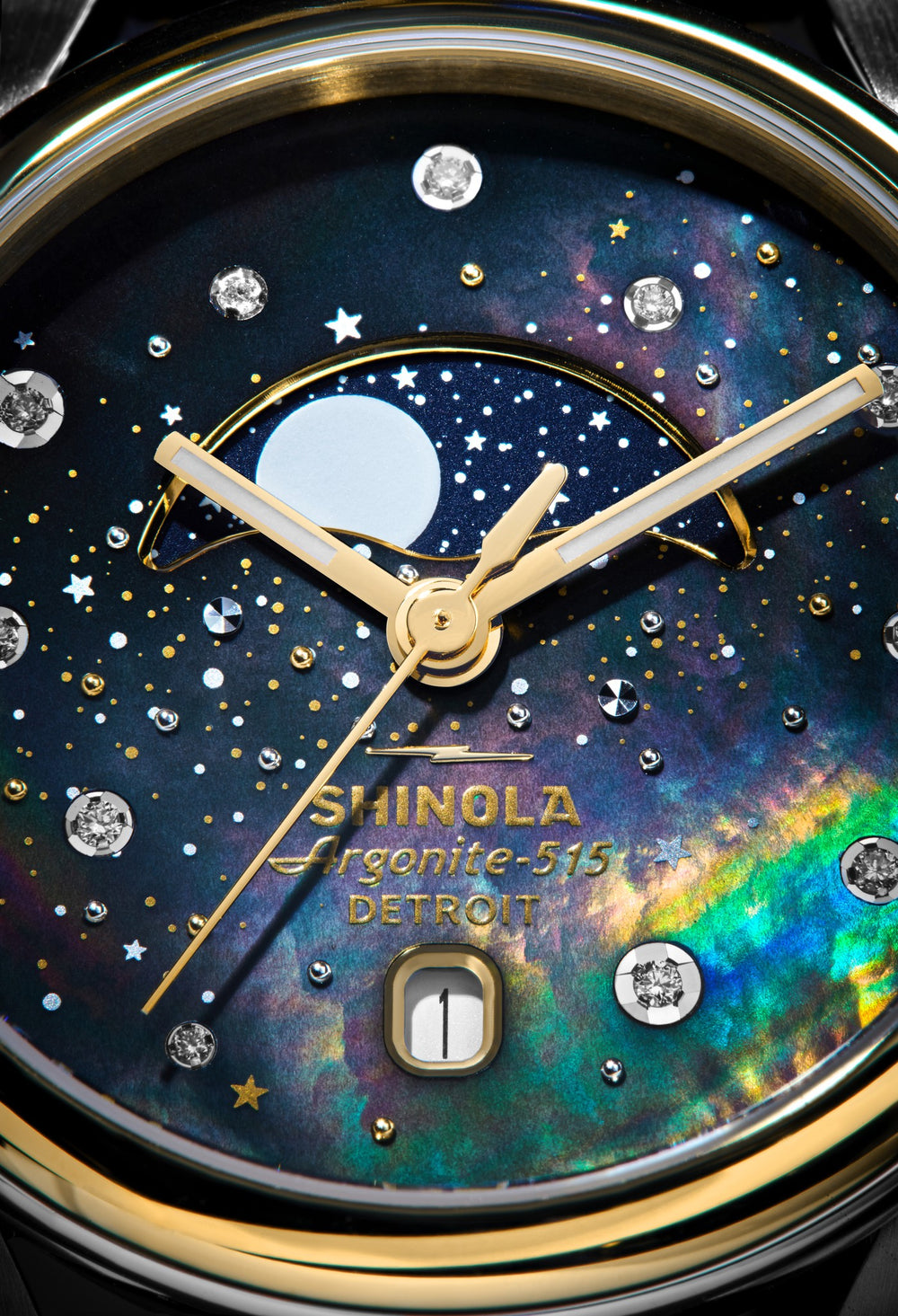 Celestial Derby Watch - Black Mother of Pearl Diamond