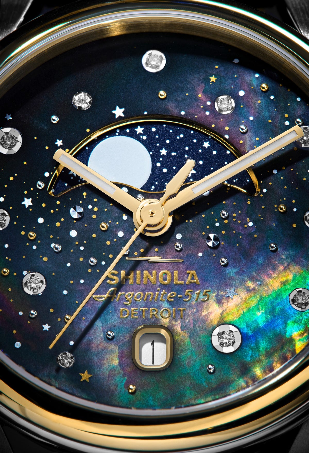 Celestial Derby Watch - Black Mother of Pearl Diamond