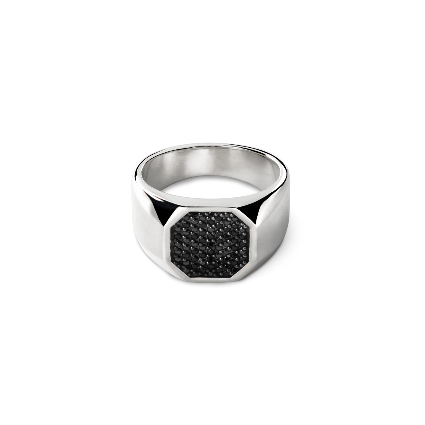 Black Diamond Pave Octagonal Signet Ring