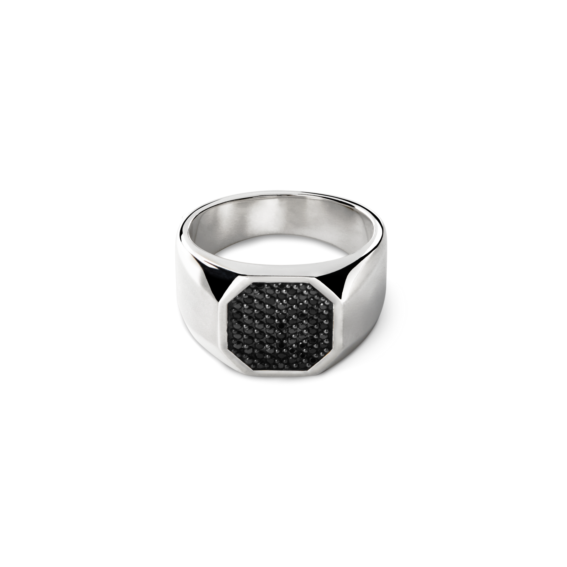 Black Diamond Pave Octagonal Signet Ring