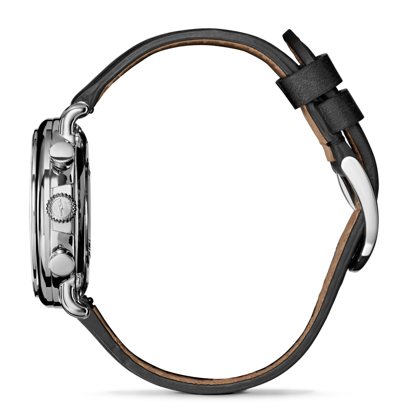 Runwell Chronograph Watch - Black Leather Strap