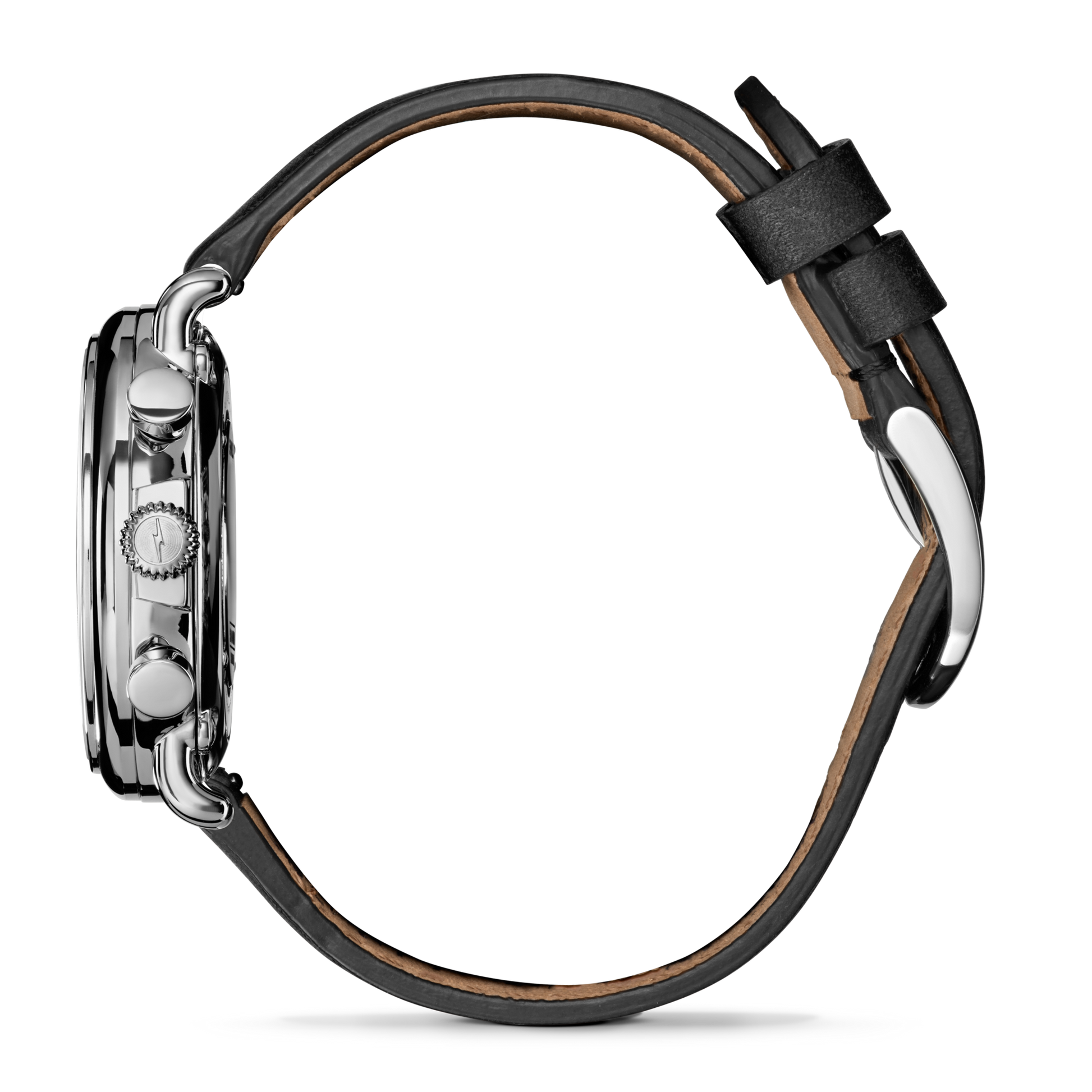Runwell Chronograph Watch - Black Leather Strap