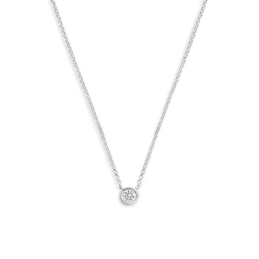 1/4 Carat Round Diamond Necklace - White Gold