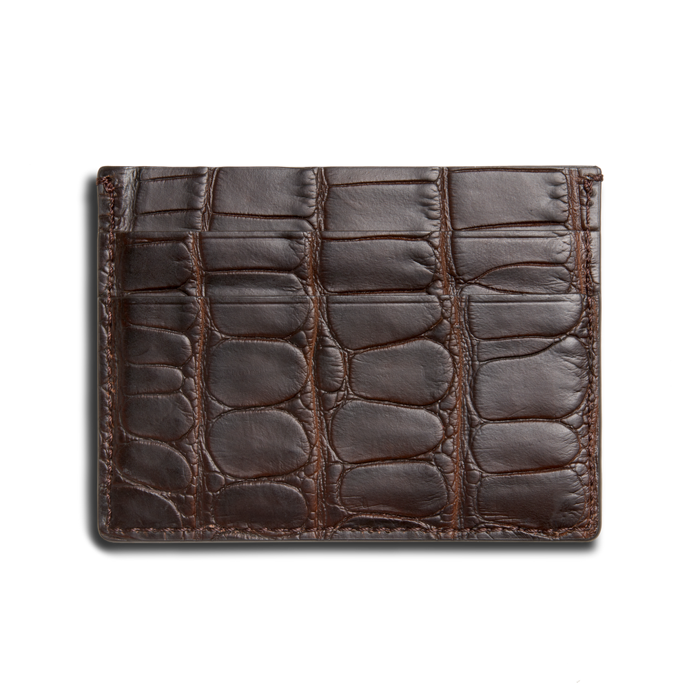 5 Pocket Card Case - Dark Brown Alligator