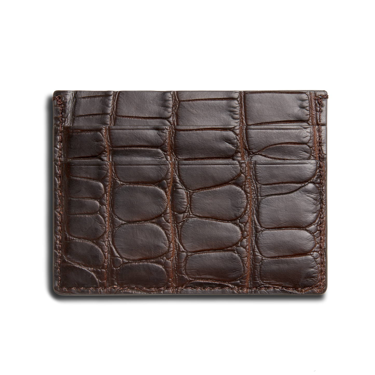 5 Pocket Card Case - Dark Brown Alligator