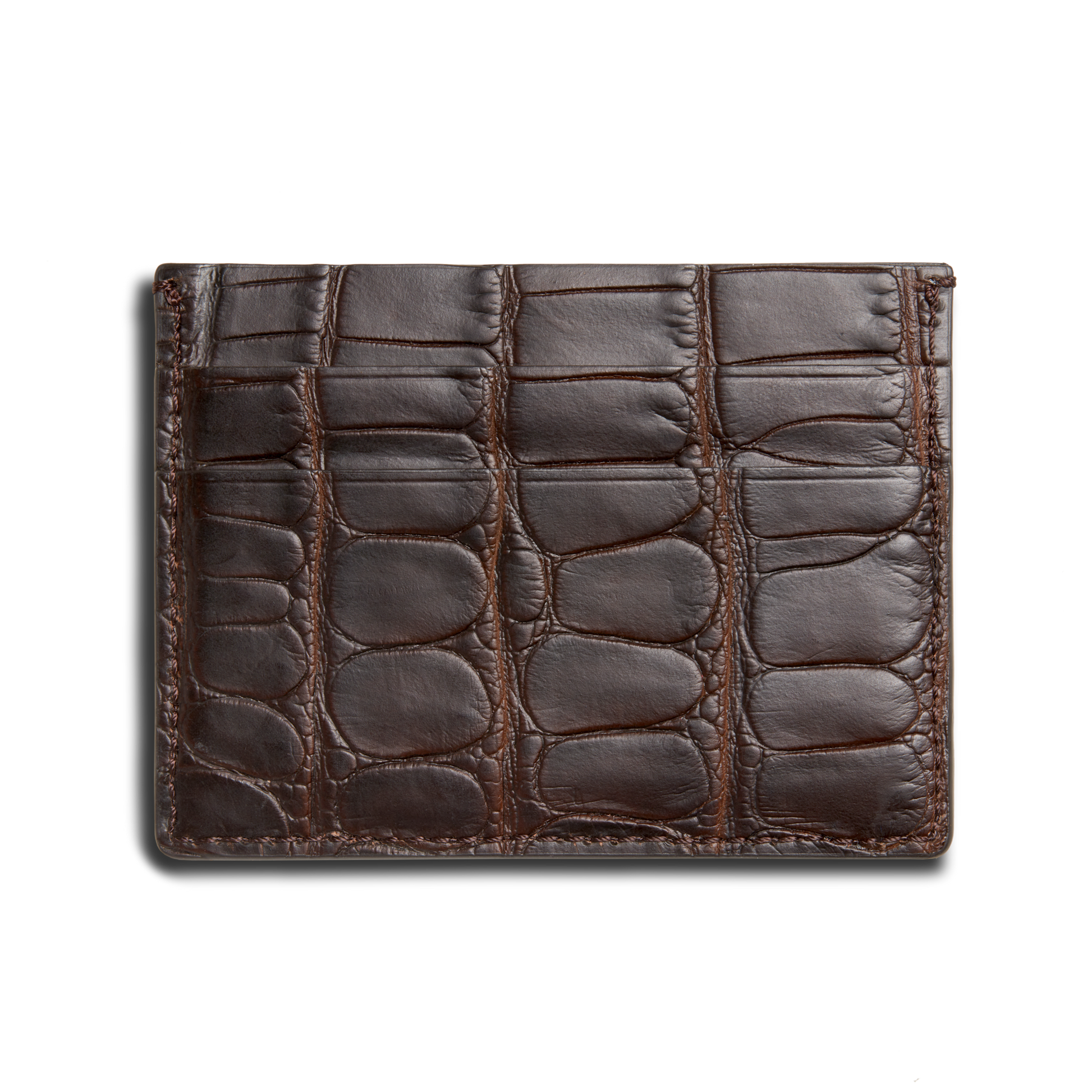 5 Pocket Card Case - Dark Brown Alligator