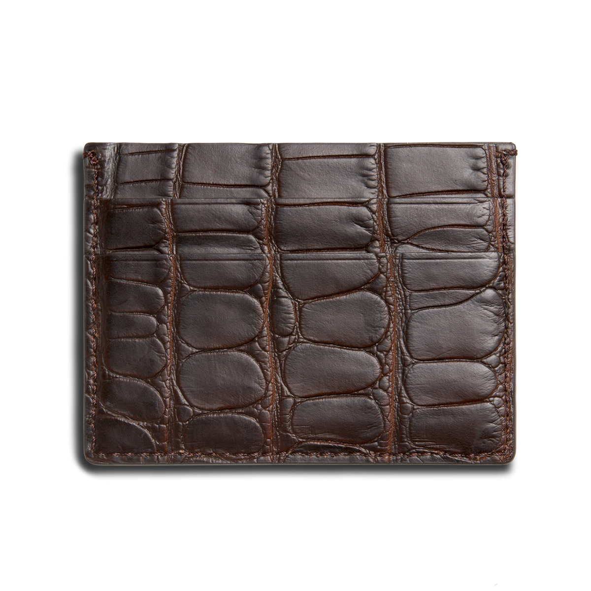 5 Pocket Card Case - Dark Brown Alligator