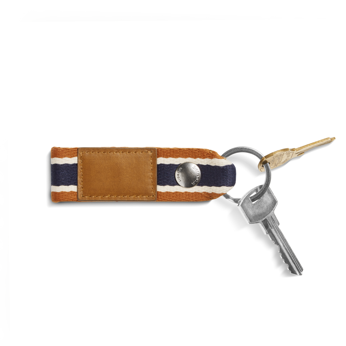 Webbing Keychain - Brand Stripe / Tan